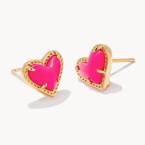 Kendra Scott Pink Heart Gold Stud Earrings
